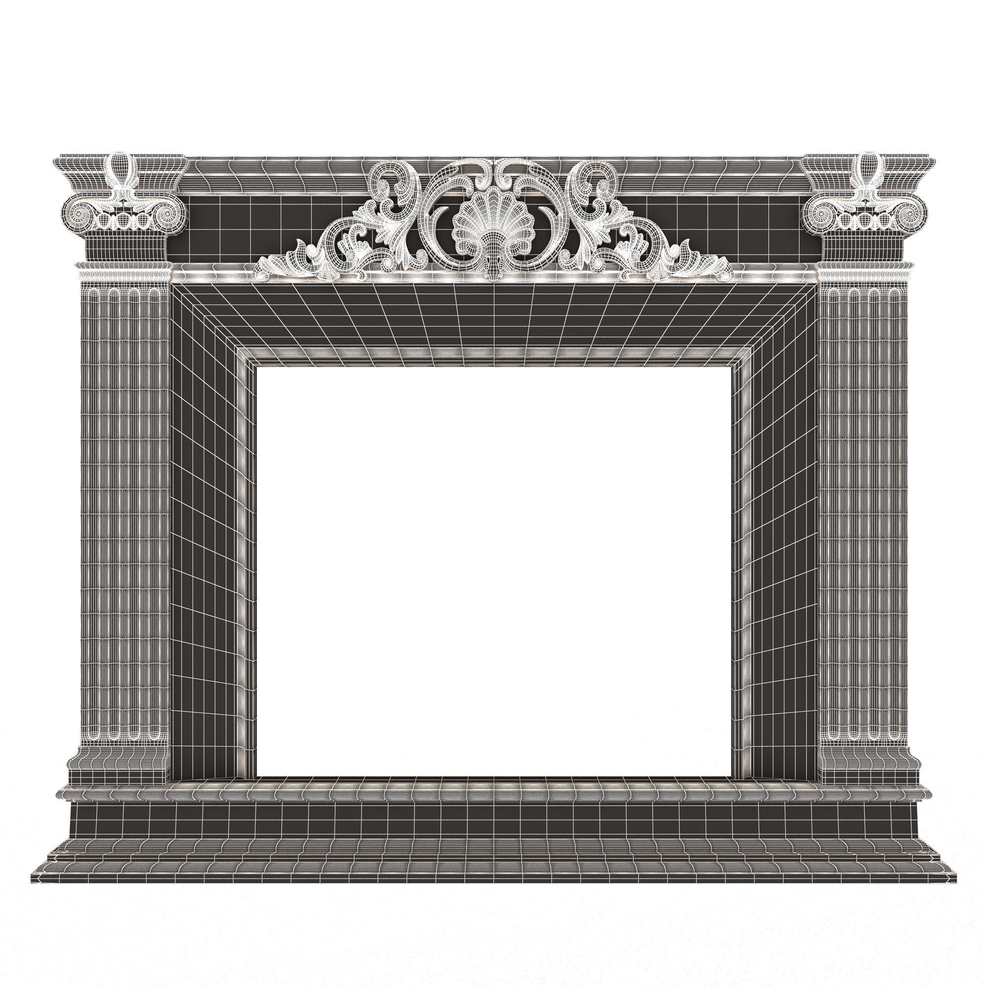 Classic Fireplace 05 Low-poly 3D model_8