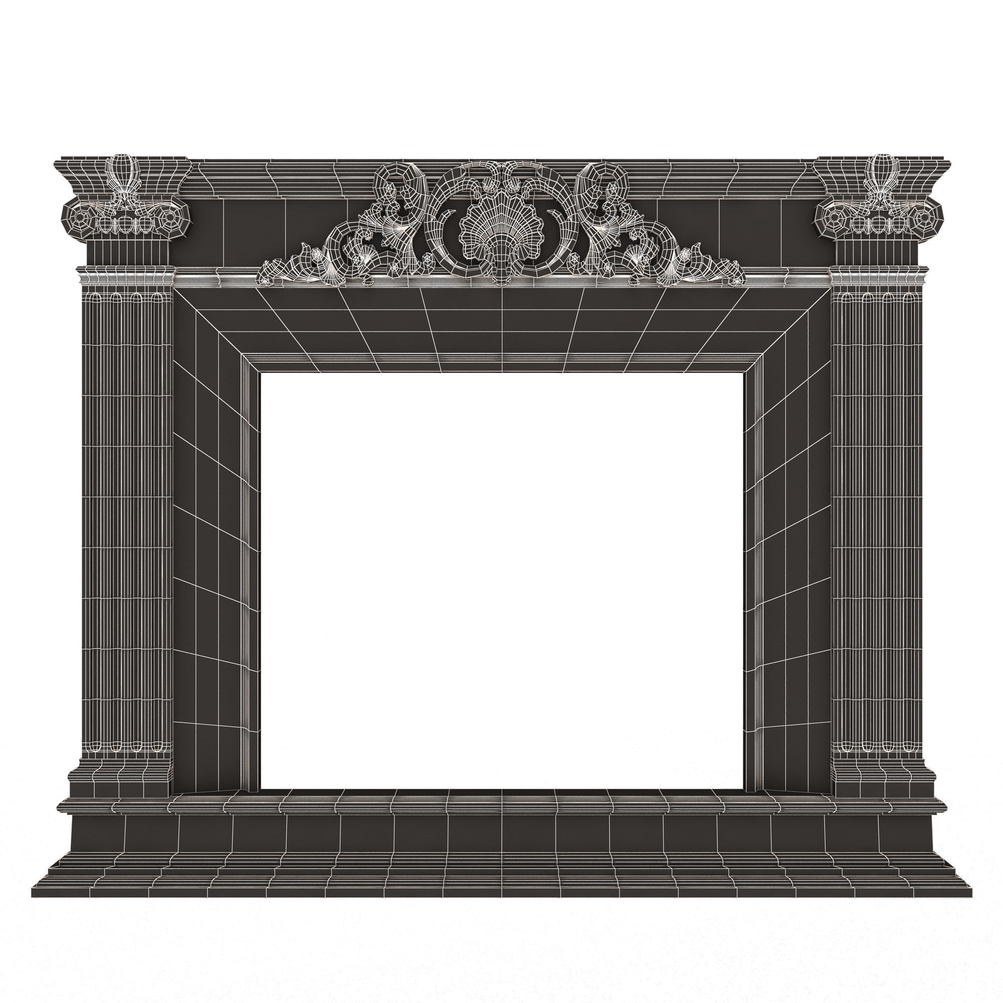 Classic Fireplace 05 Low-poly 3D model_6