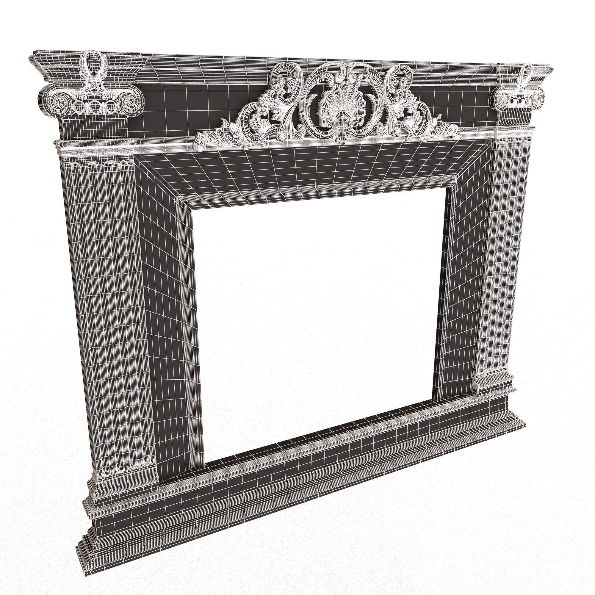 Classic Fireplace 05 Low-poly 3D model_9