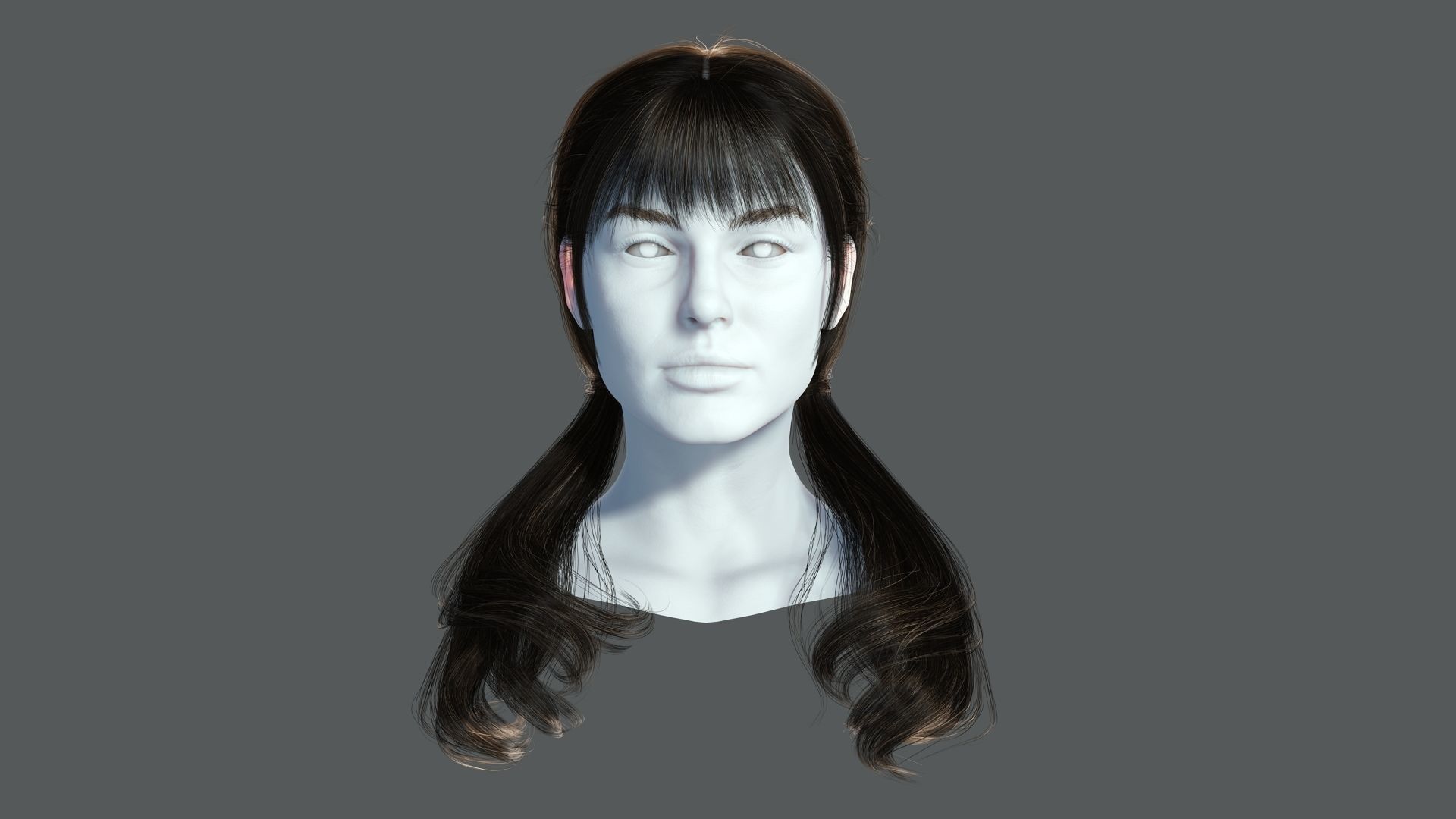 Realistic Female hair 6 colorable Card Low-poly 3D model_2