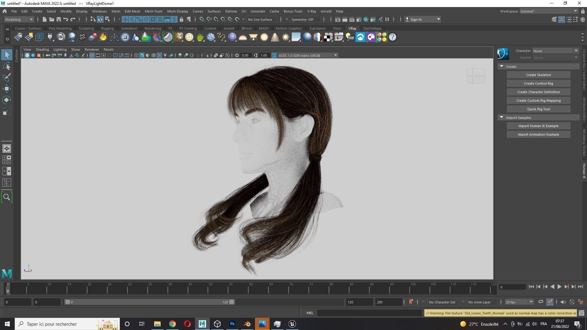 Realistic Female hair 6 colorable Card Low-poly 3D model_10