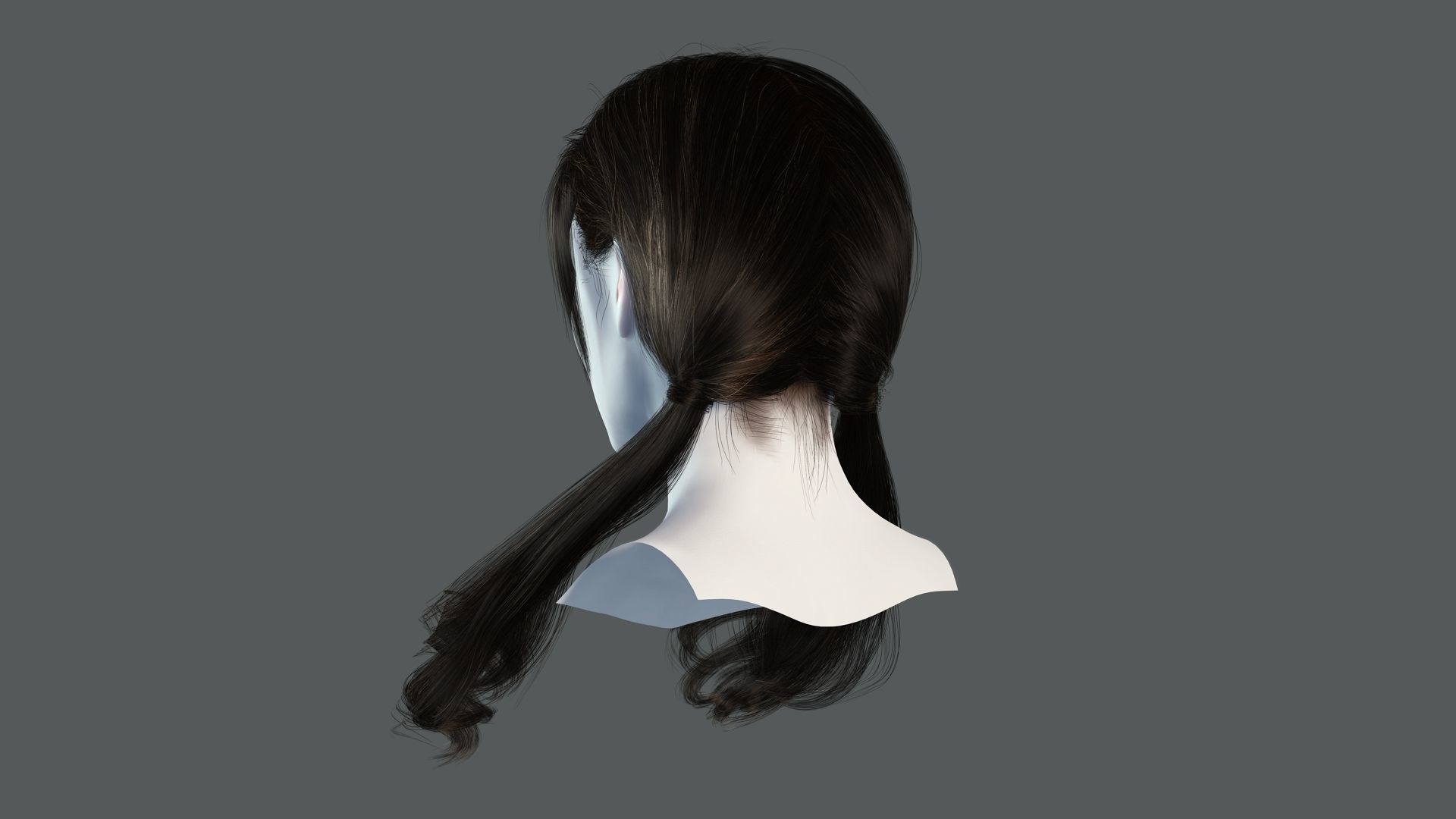 Realistic Female hair 6 colorable Card Low-poly 3D model_5