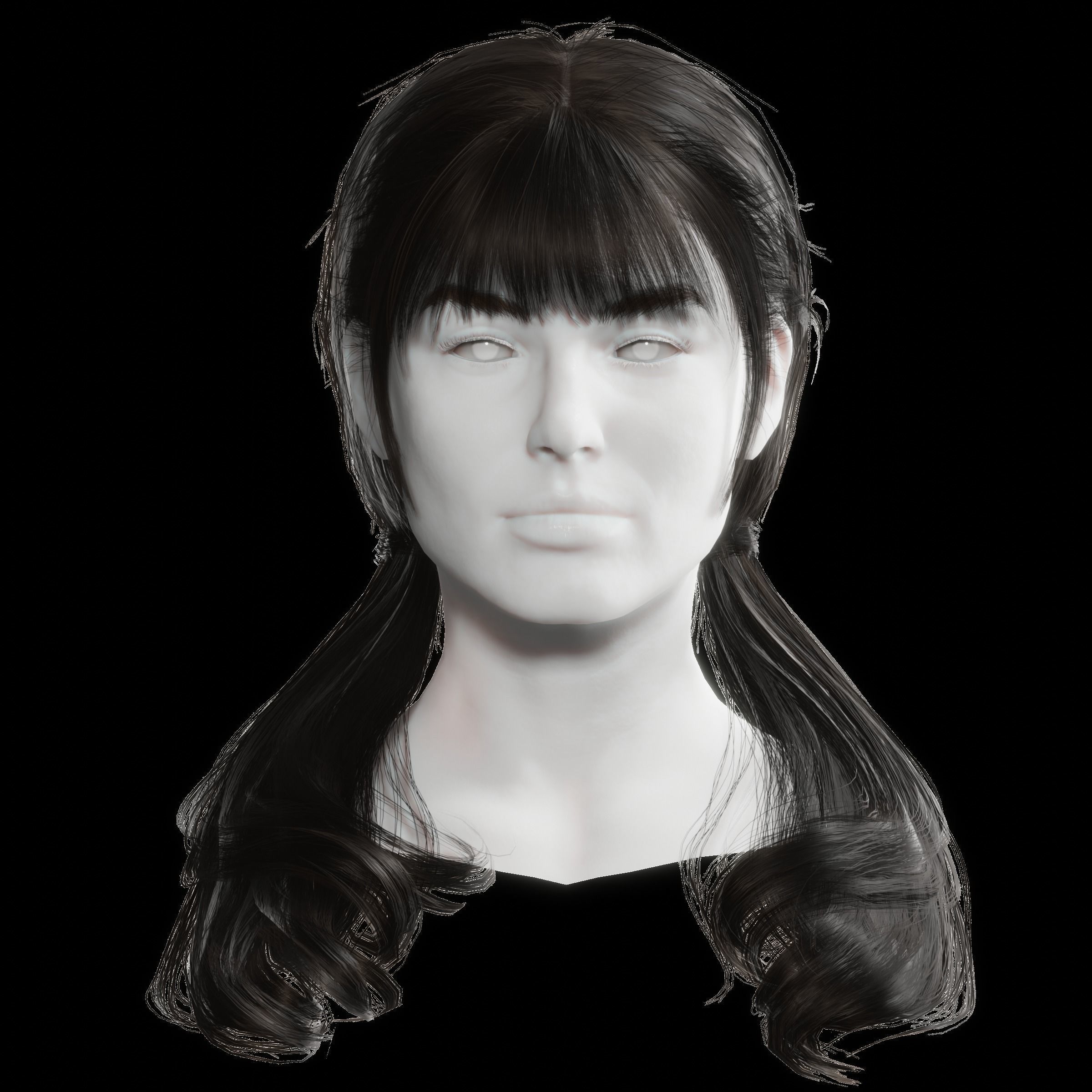 Realistic Female hair 6 colorable Card Low-poly 3D model_13