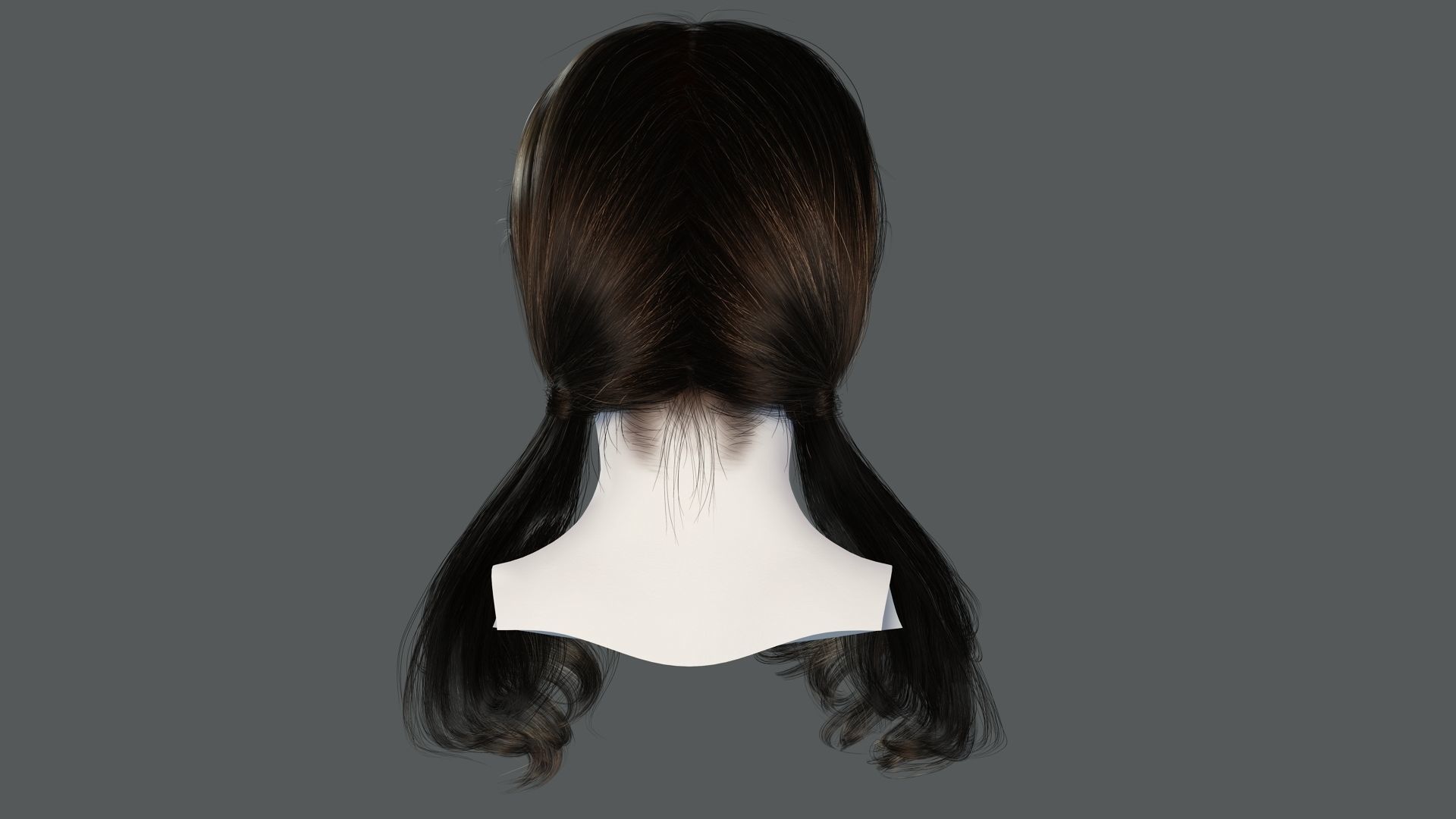 Realistic Female hair 6 colorable Card Low-poly 3D model_6