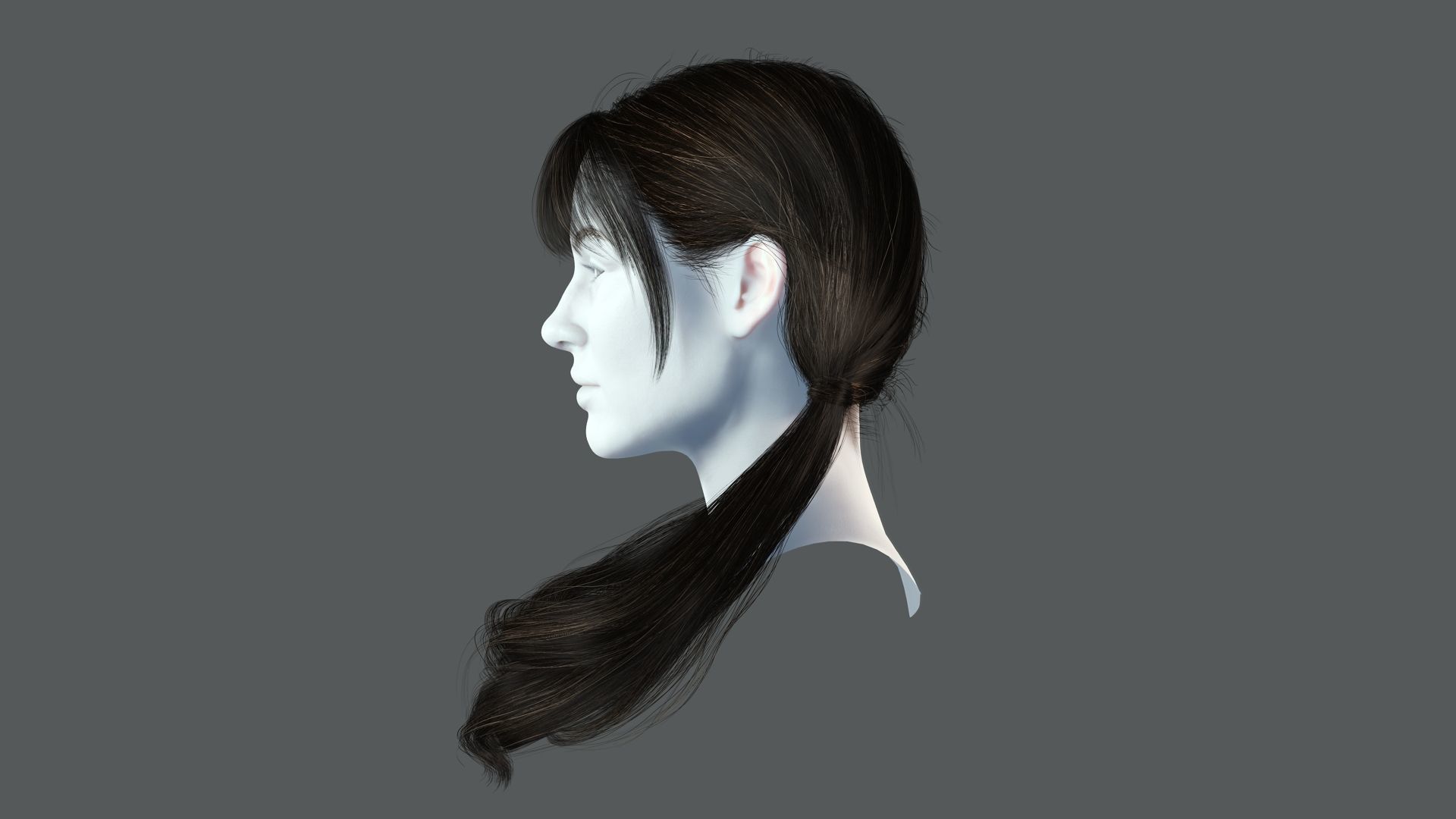 Realistic Female hair 6 colorable Card Low-poly 3D model_4