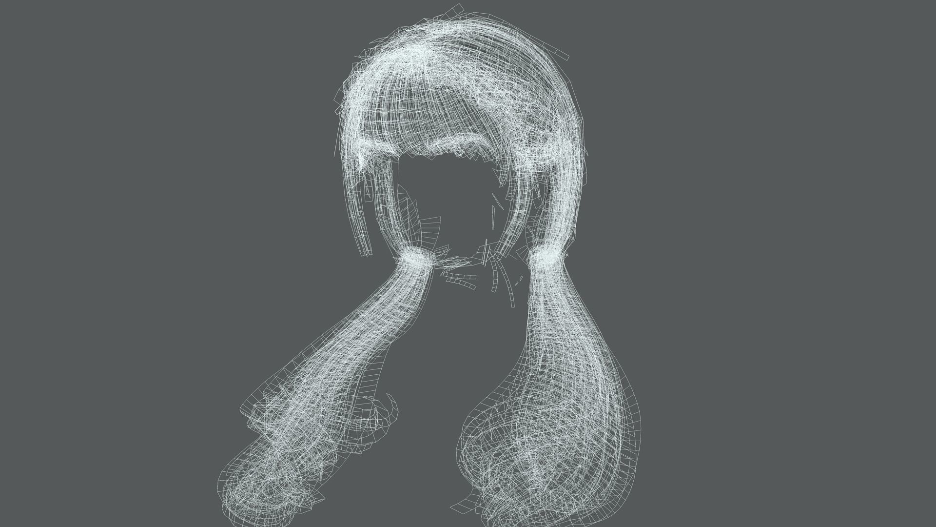 Realistic Female hair 6 colorable Card Low-poly 3D model_9