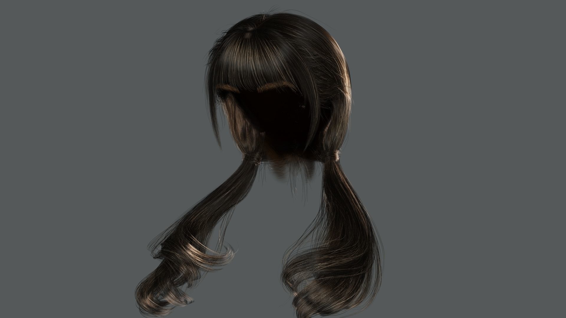 Realistic Female hair 6 colorable Card Low-poly 3D model_7