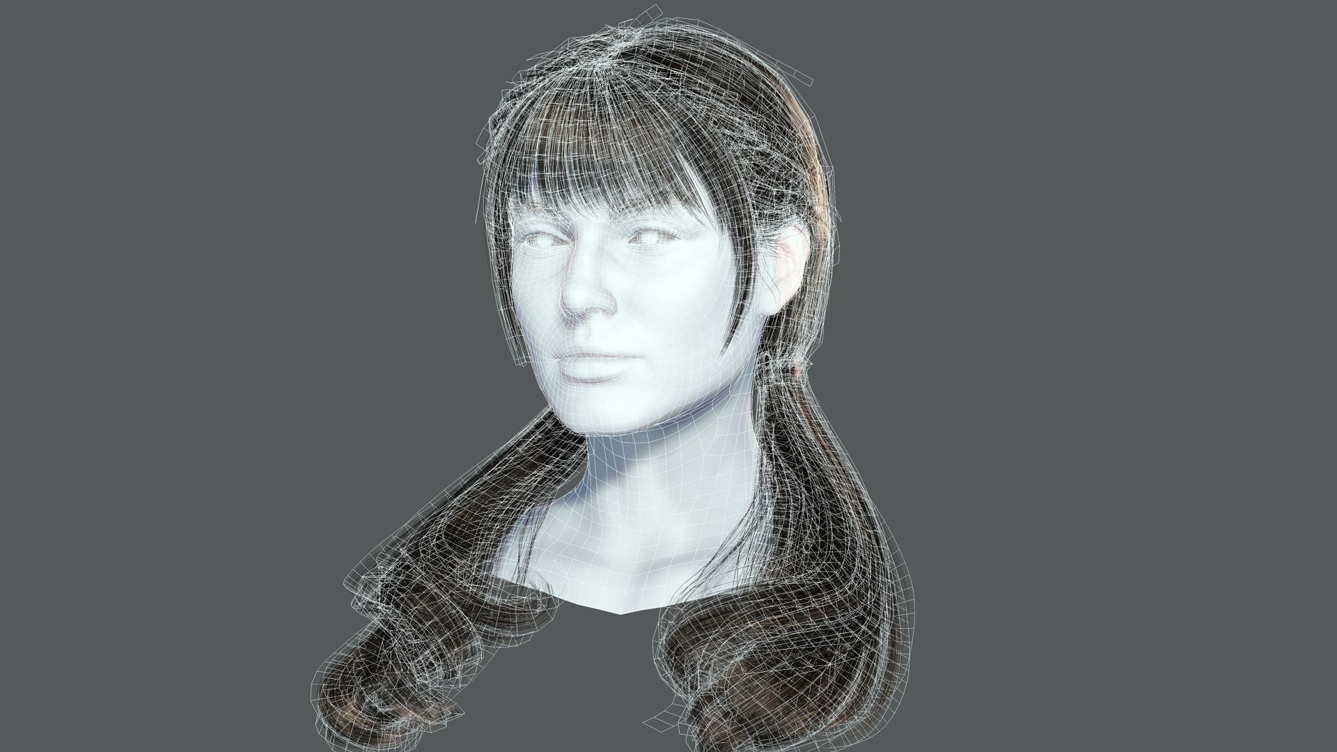 Realistic Female hair 6 colorable Card Low-poly 3D model_8