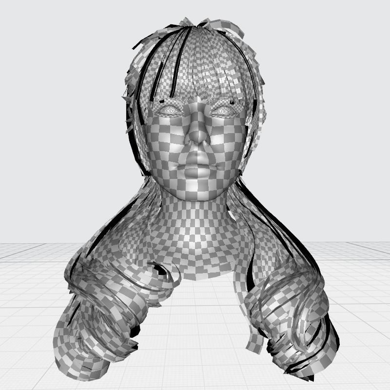 Realistic Female hair 6 colorable Card Low-poly 3D model_19