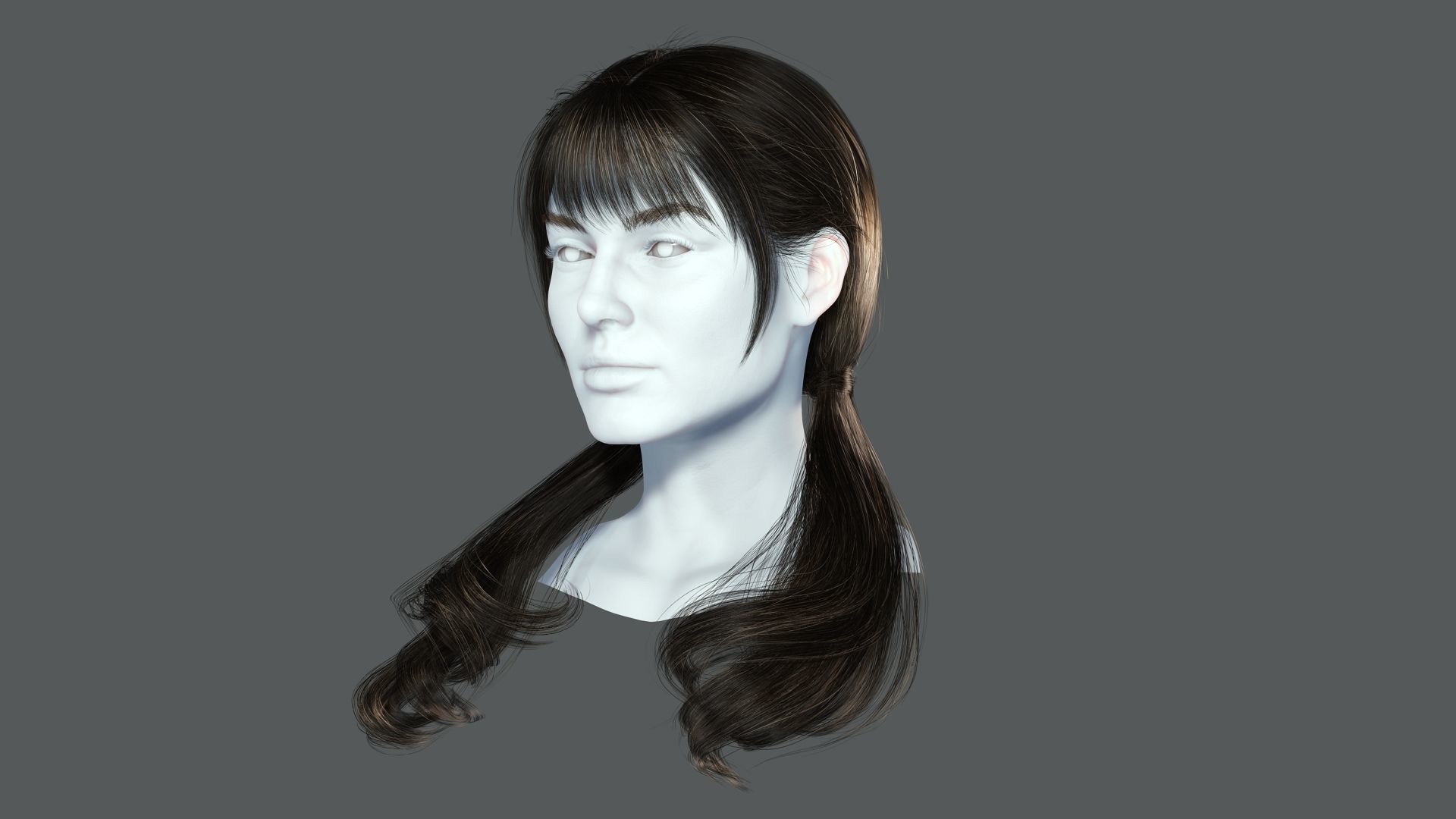 Realistic Female hair 6 colorable Card Low-poly 3D model_3