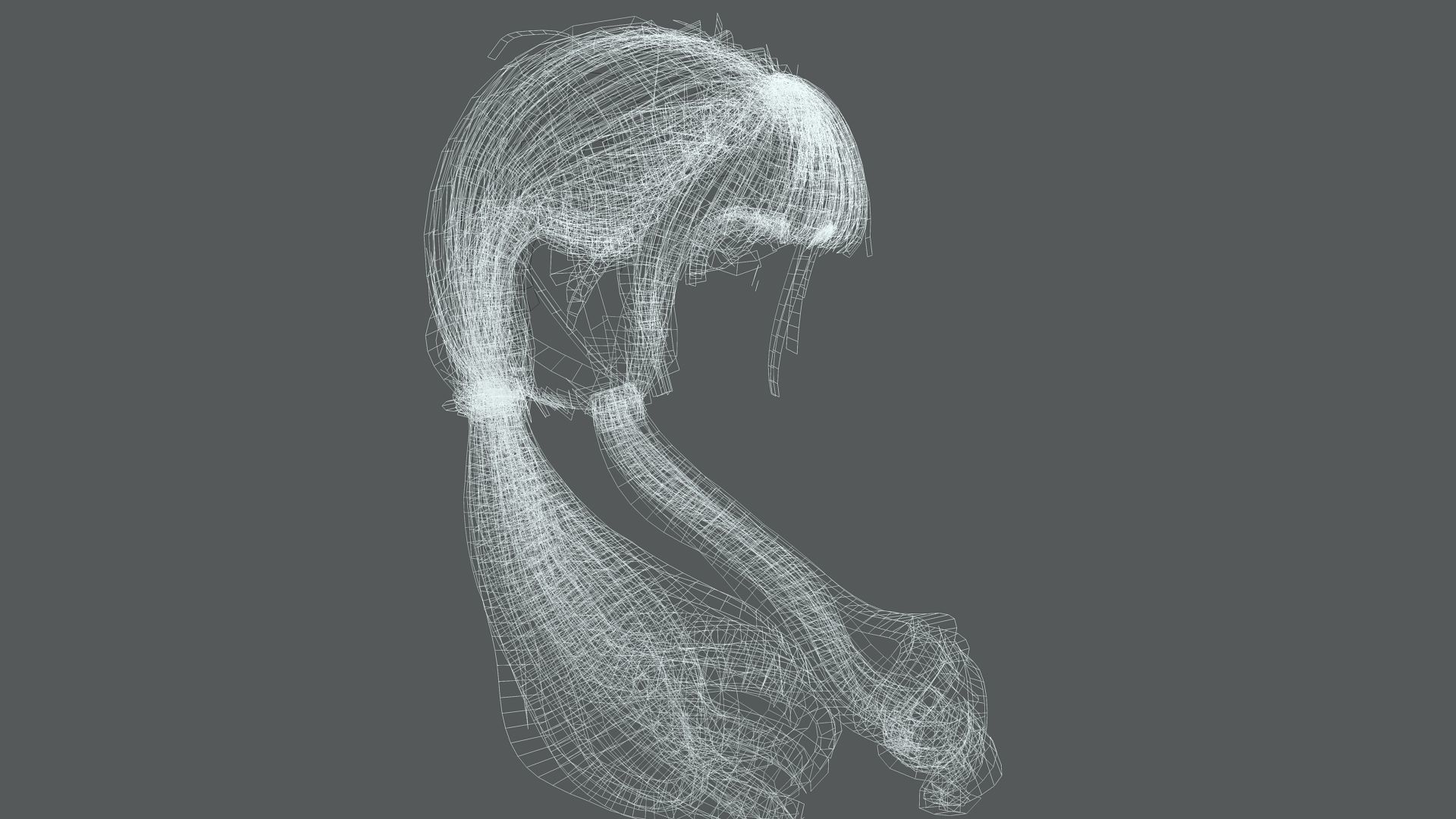 Realistic Female hair 6 colorable Card Low-poly 3D model_11