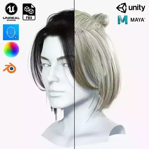 Realistic Female hair 7 Low-poly 3D model