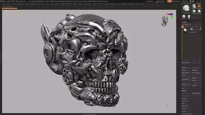 skull robot head a01 3d print model 3D print model