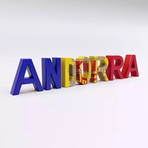 Andorra country name text 3d model  Low-poly 3D model