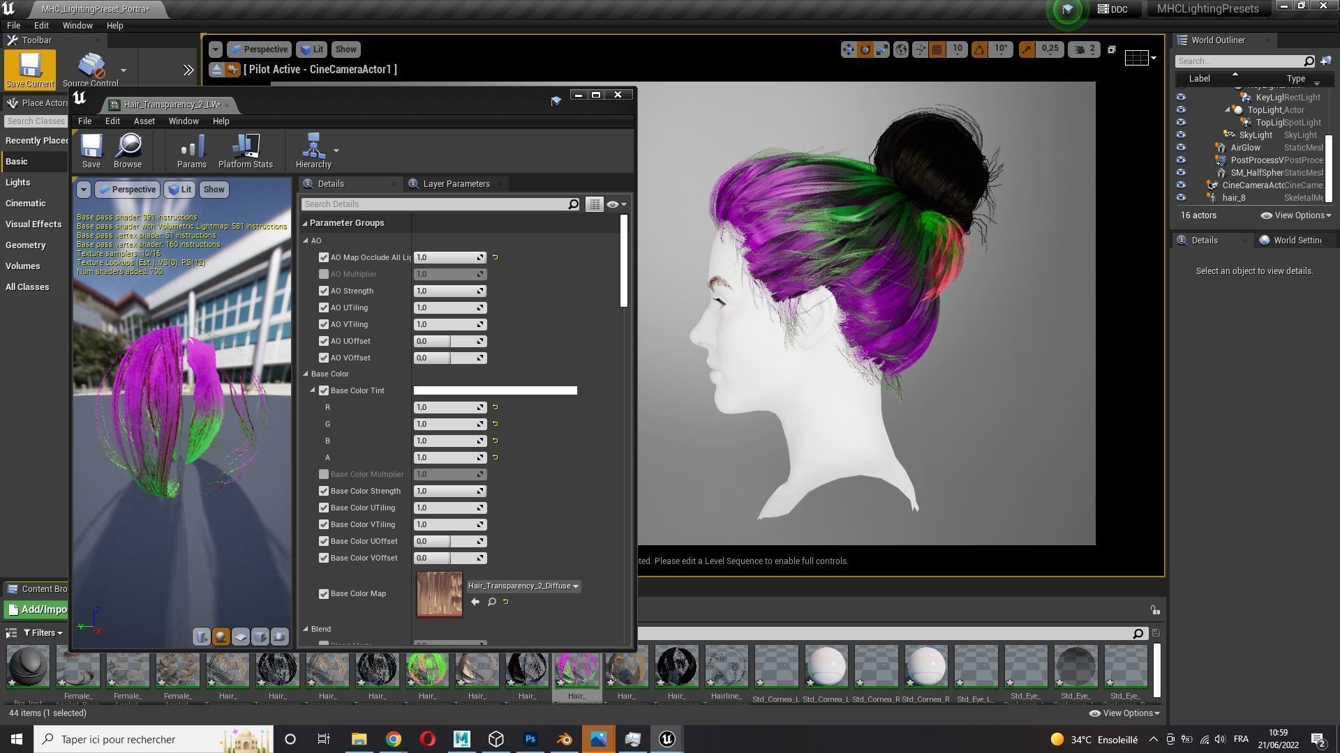 Realistic Female hair 8 Low-poly 3D model_14