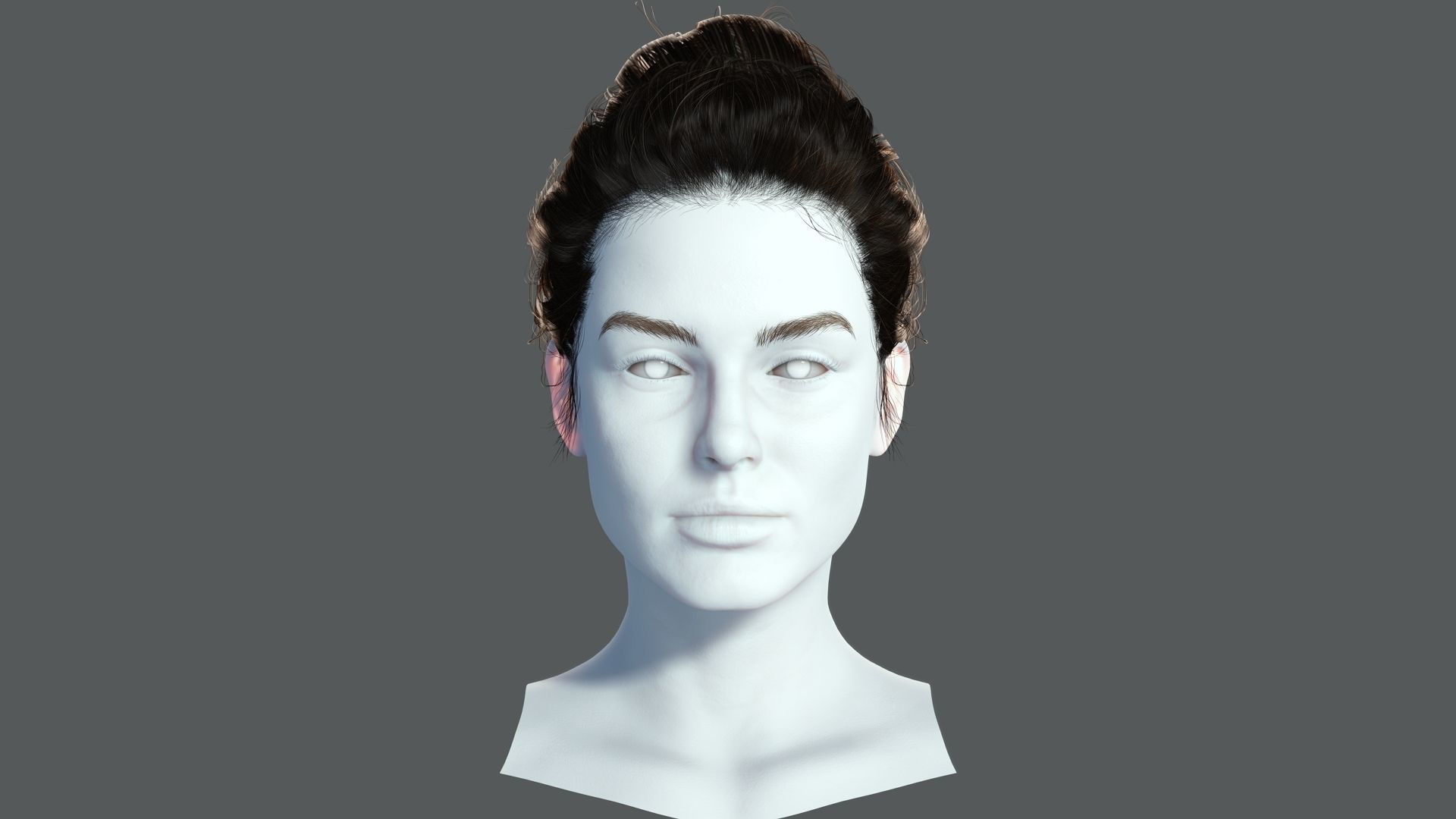 Realistic Female hair 8 Low-poly 3D model_2