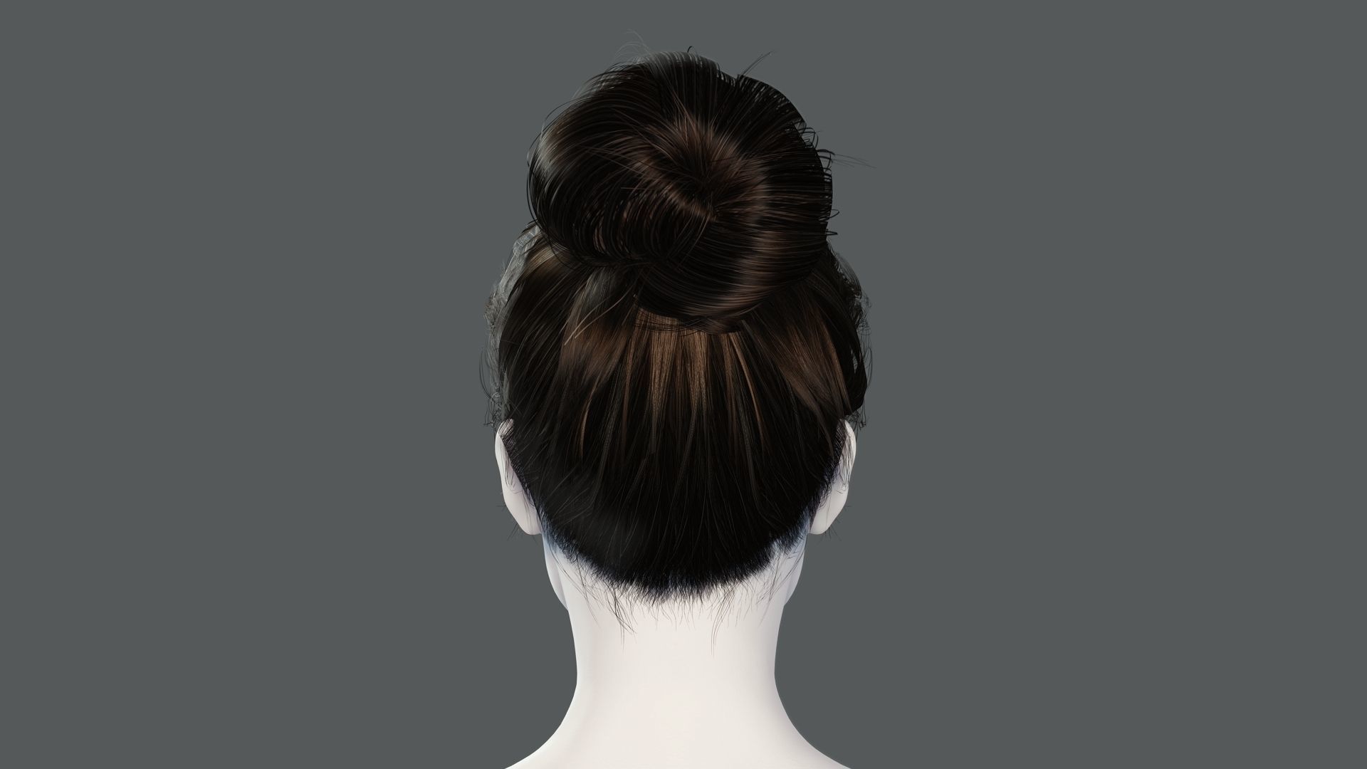 Realistic Female hair 8 Low-poly 3D model_6