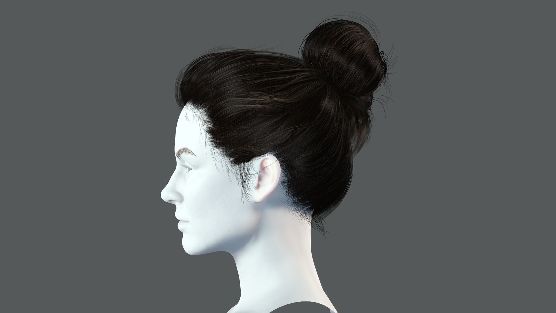 Realistic Female hair 8 Low-poly 3D model_4