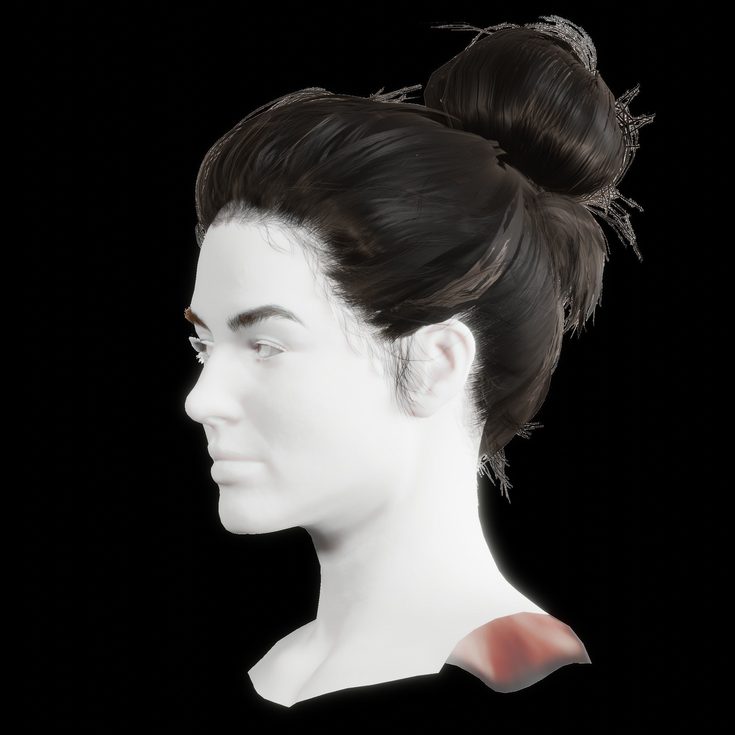 Realistic Female hair 8 Low-poly 3D model_10