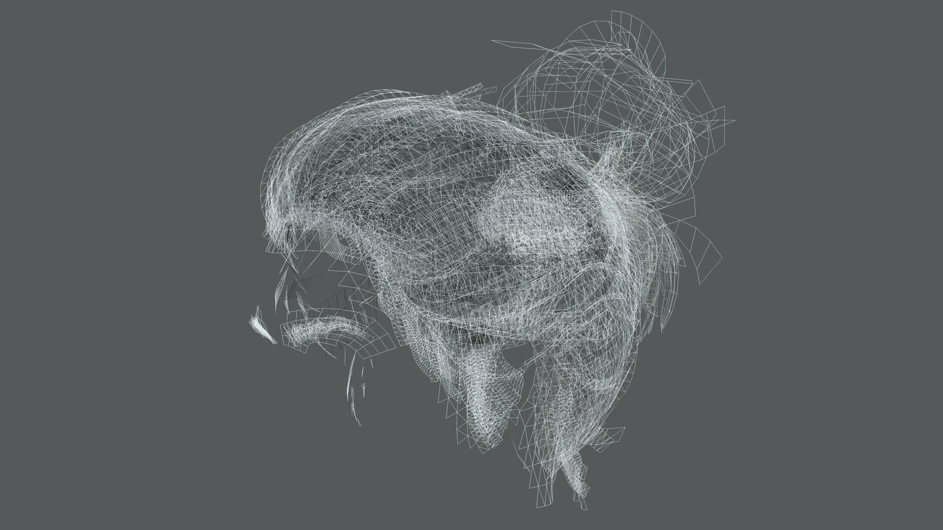 Realistic Female hair 8 Low-poly 3D model_15