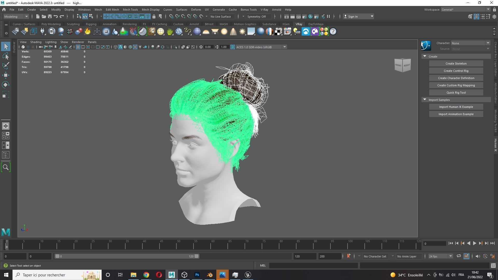 Realistic Female hair 8 Low-poly 3D model_17