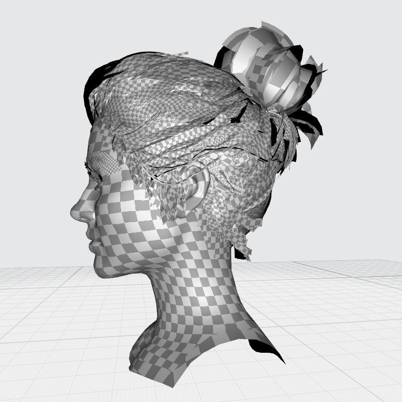 Realistic Female hair 8 Low-poly 3D model_18