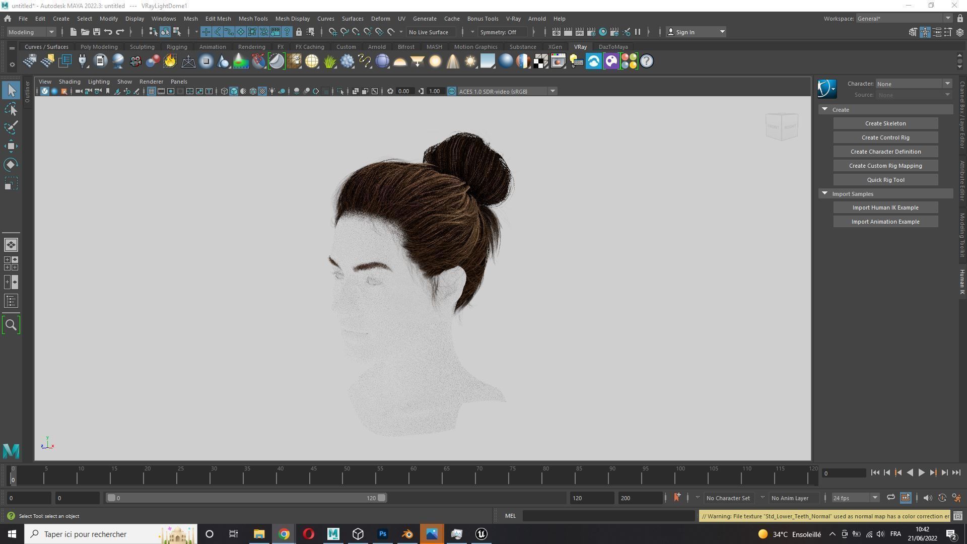 Realistic Female hair 8 Low-poly 3D model_8