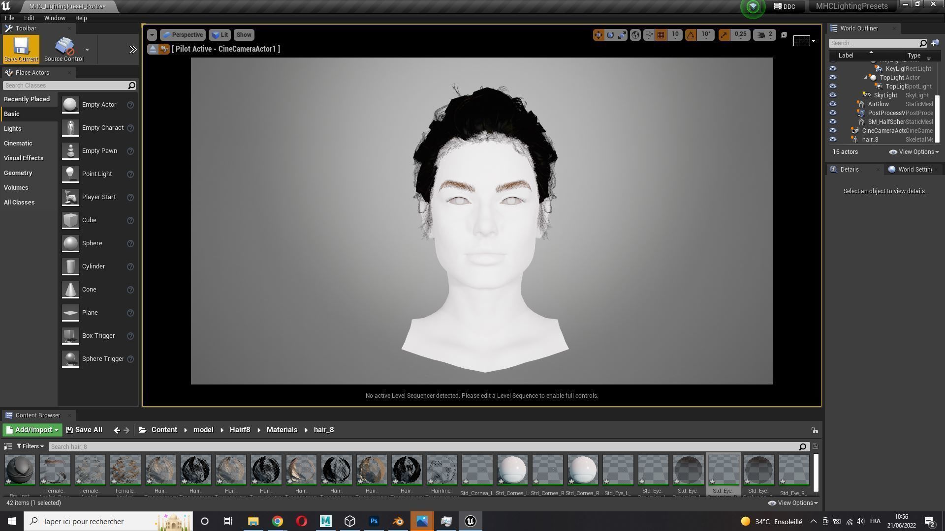 Realistic Female hair 8 Low-poly 3D model_11