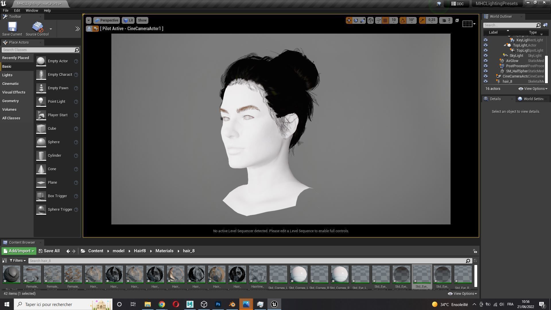 Realistic Female hair 8 Low-poly 3D model_12