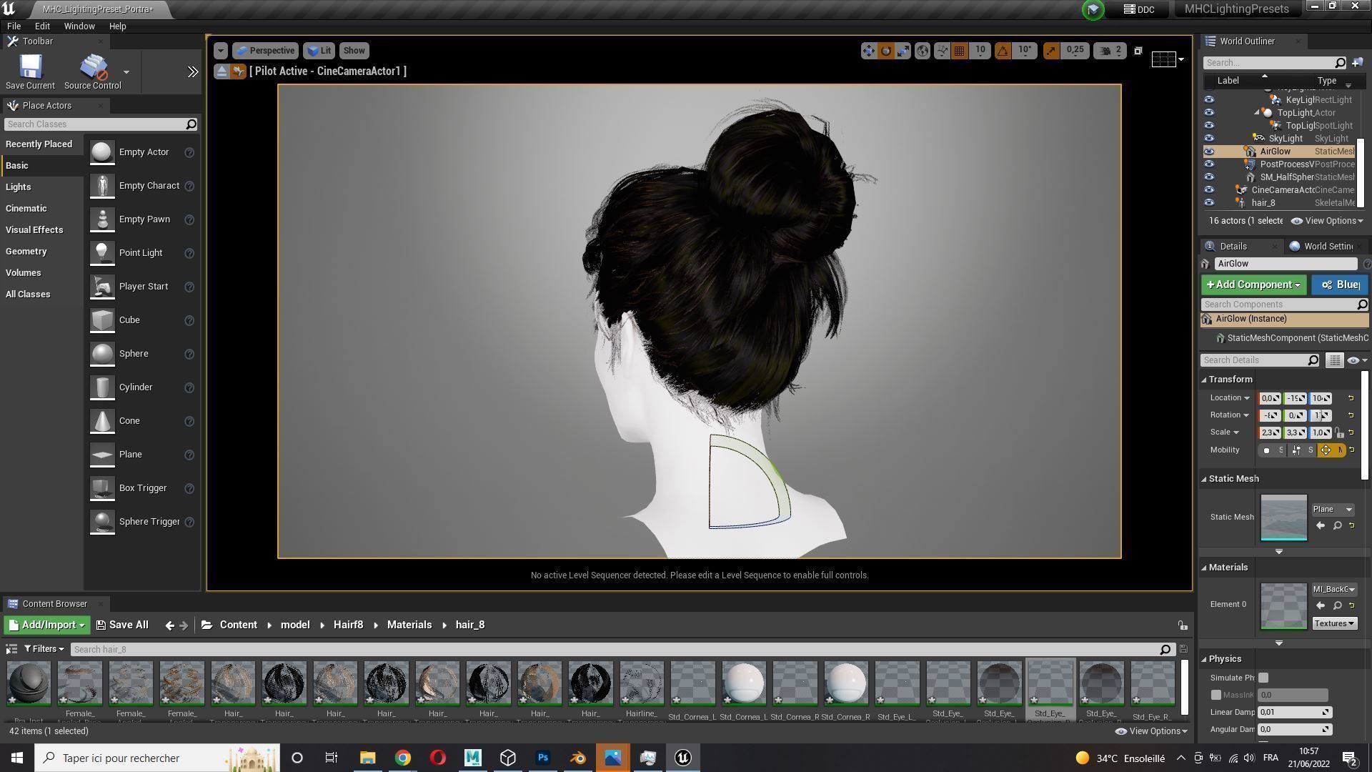 Realistic Female hair 8 Low-poly 3D model_13