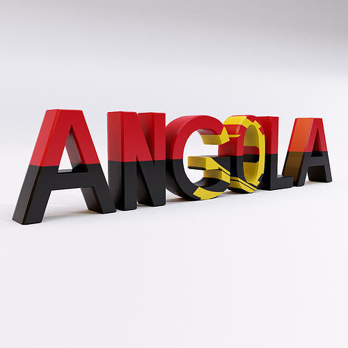Angola country name text 3d model  Low-poly 3D model