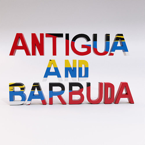 Antigua and Barbuda country text 3d model  Low-poly 3D model