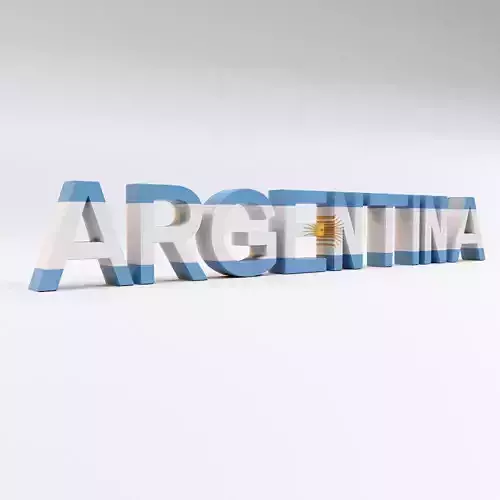 Argentina country name text 3d model Low-poly 3D model