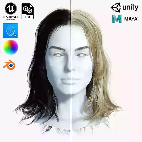 Realistic Female hair card 11 Low-poly 3D model