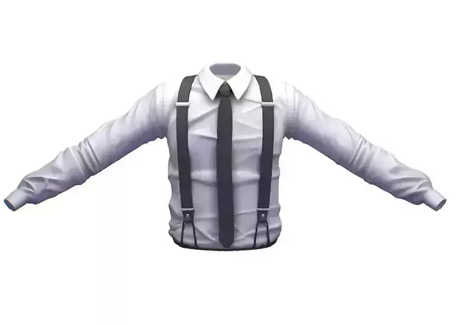 Cartoon High Poly Subdivision White Tie Shirt 3D Model