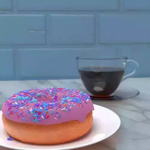 Donut on plate with cup of coffee