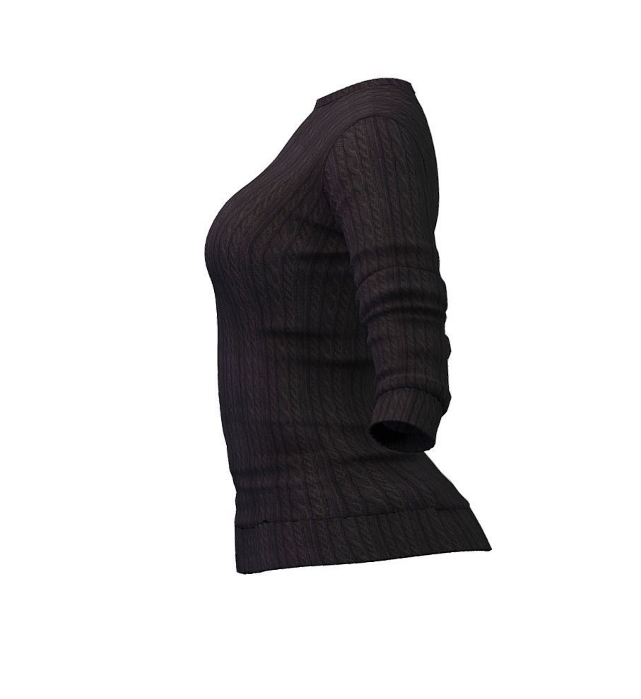 Cartoon High Poly Subdivision Sweater Black 3D Model Low-poly 3D model_2