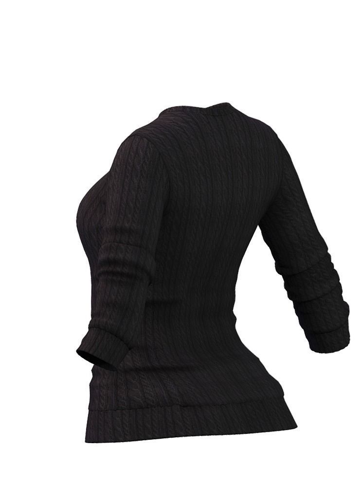 Cartoon High Poly Subdivision Sweater Black 3D Model Low-poly 3D model_3