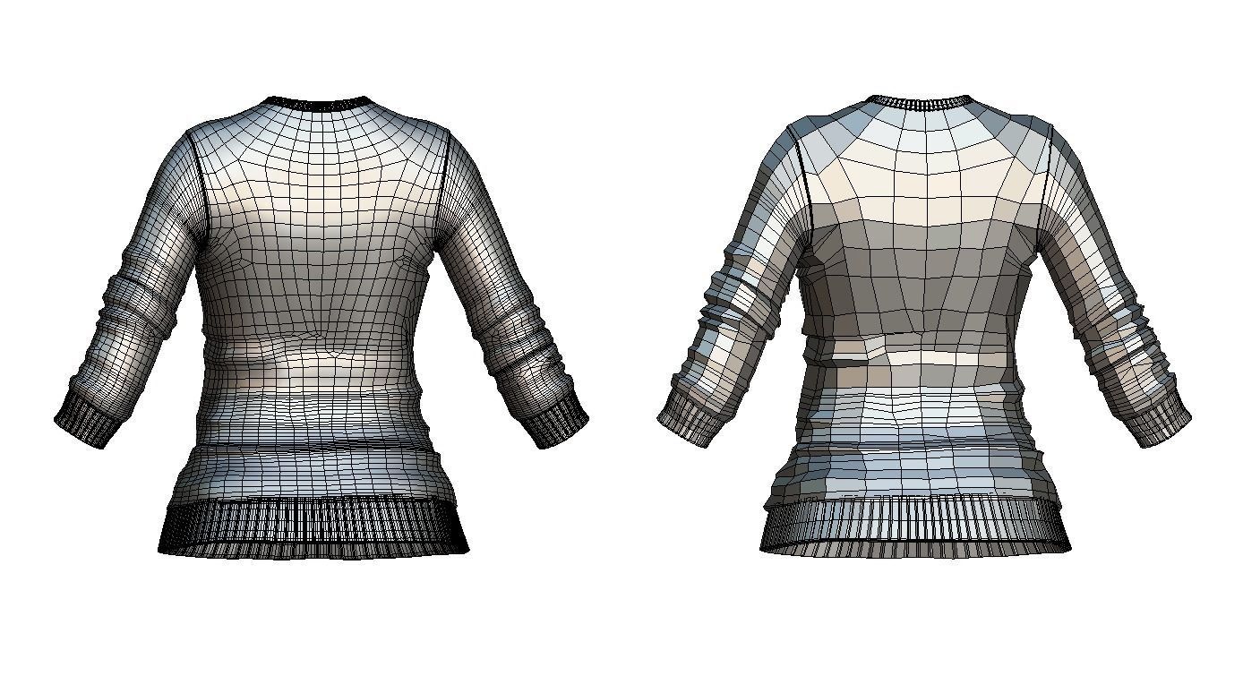 Cartoon High Poly Subdivision Sweater Black 3D Model Low-poly 3D model_5