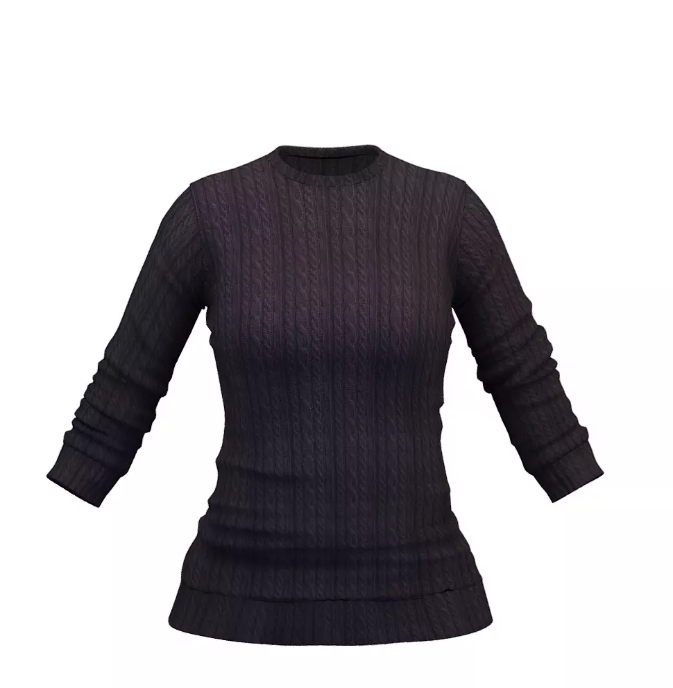 Cartoon High Poly Subdivision Sweater Black 3D Model Low-poly 3D model_0