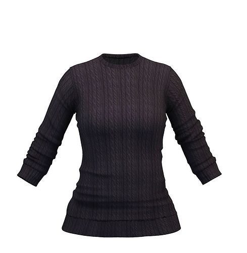Cartoon High Poly Subdivision Sweater Black 3D Model Low-poly 3D model