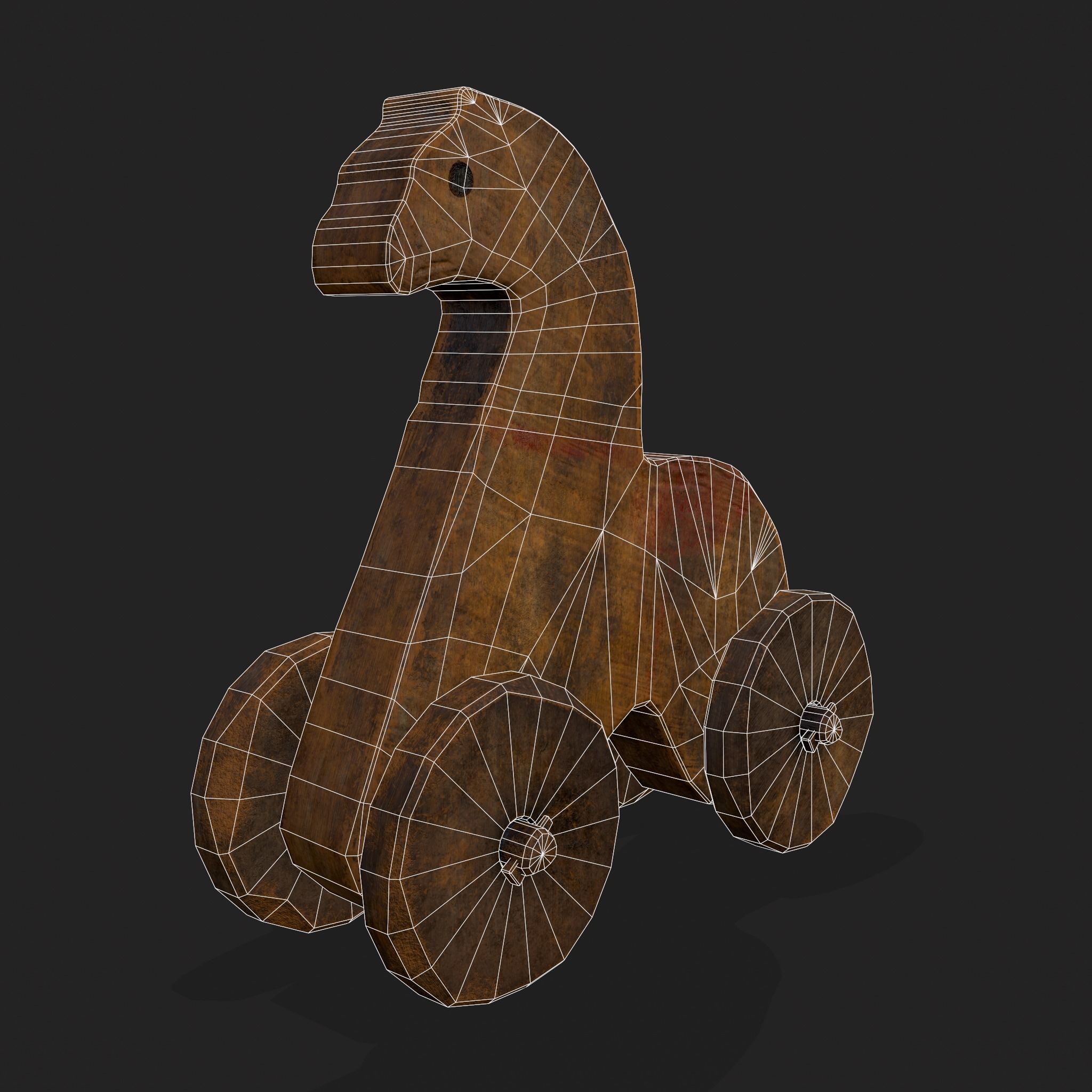 Rustic Medieval Horse Toy Low-poly 3D model_2