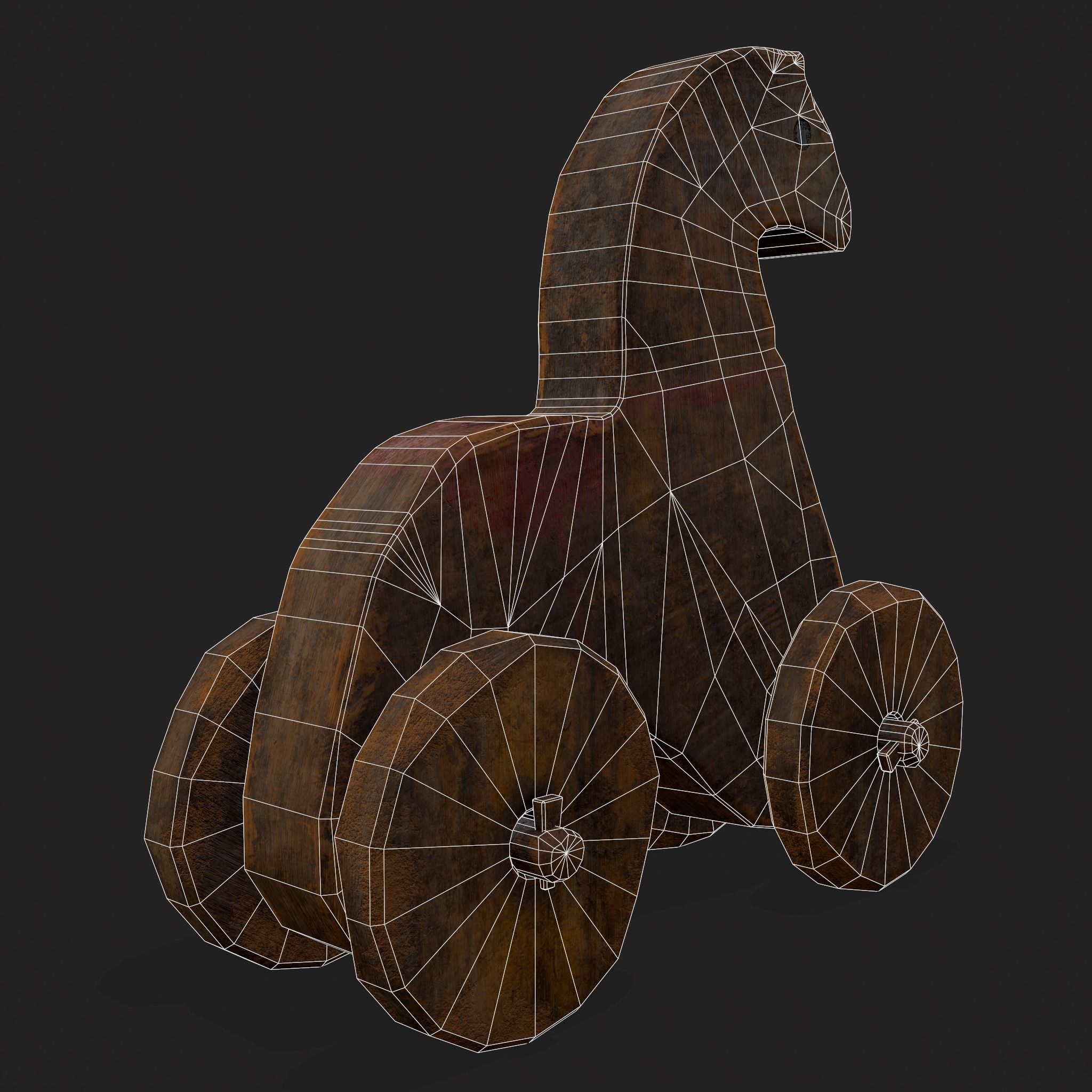 Rustic Medieval Horse Toy Low-poly 3D model_22