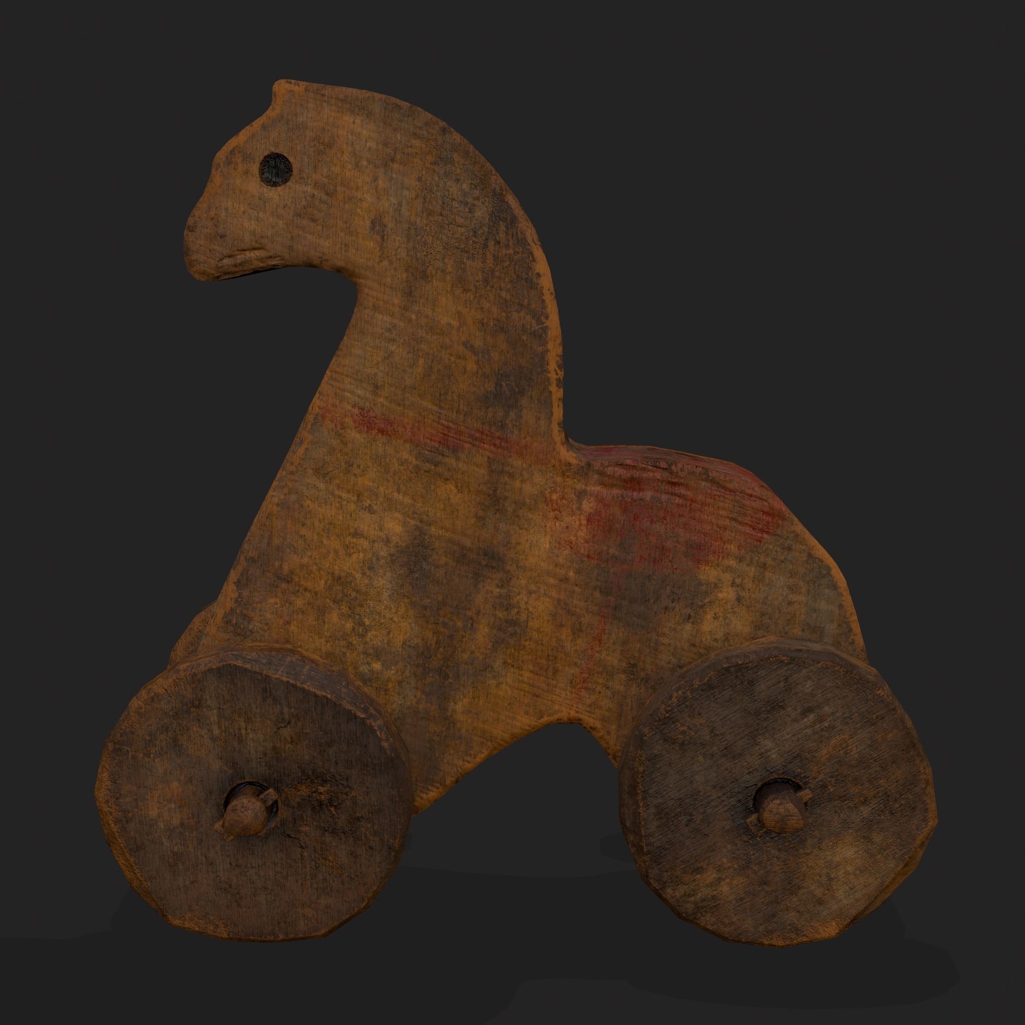 Rustic Medieval Horse Toy Low-poly 3D model_13