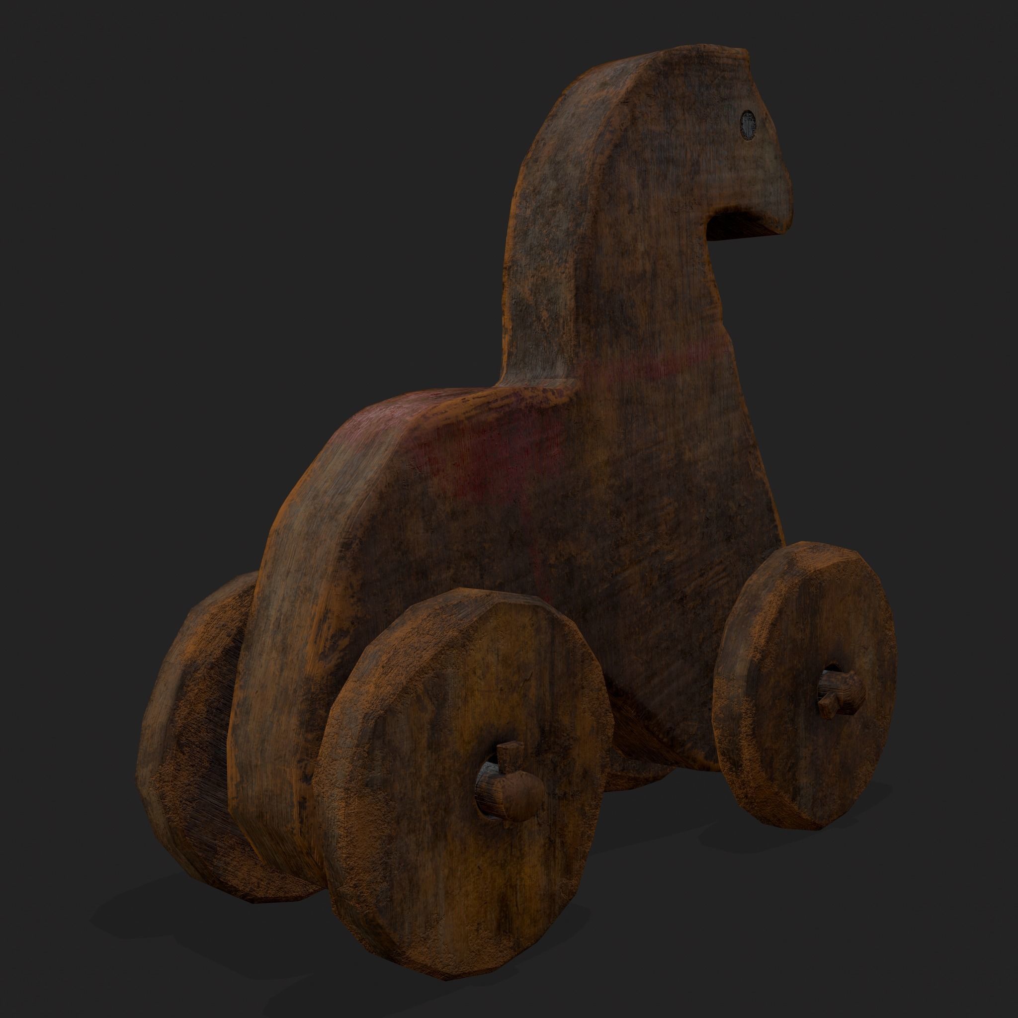 Rustic Medieval Horse Toy Low-poly 3D model_21