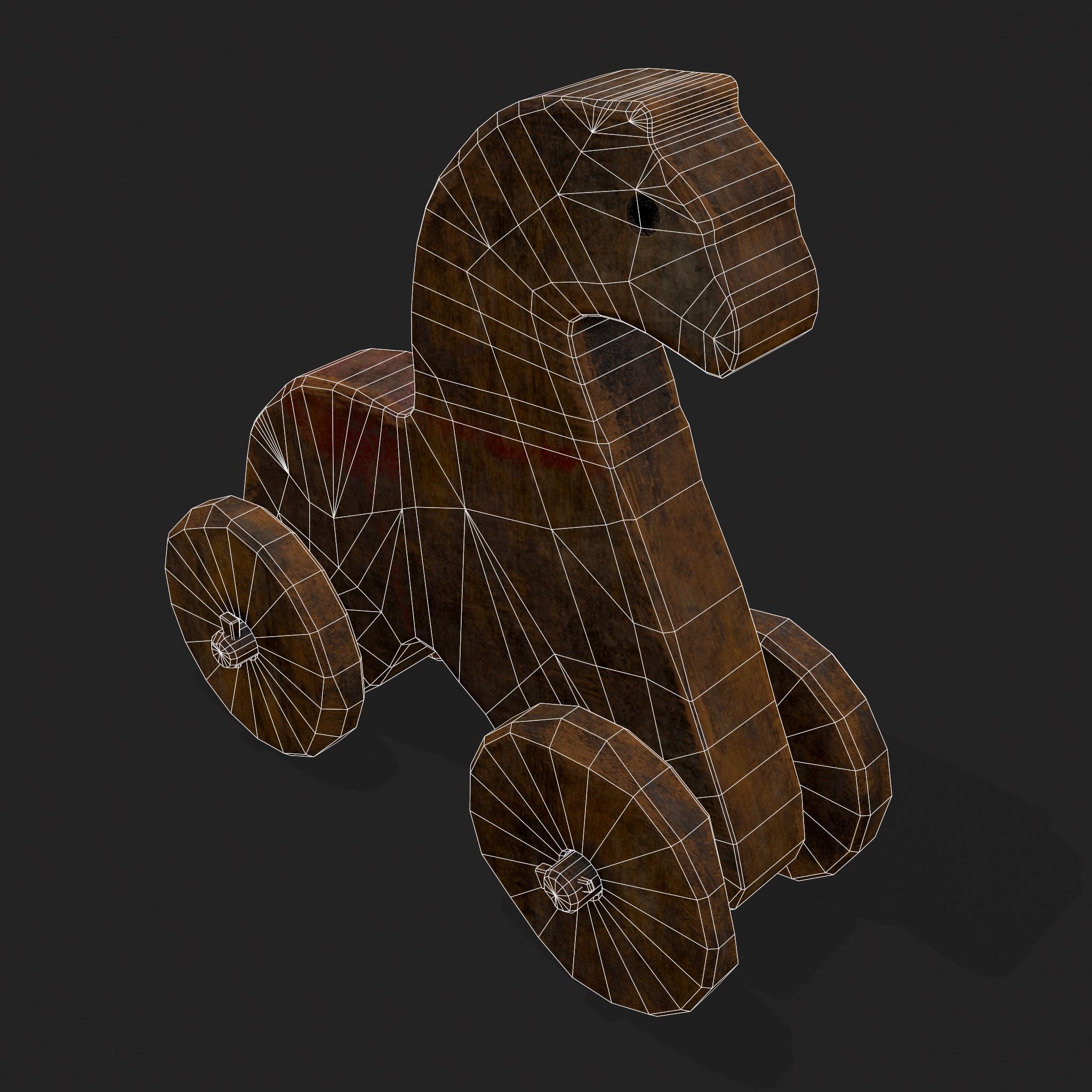 Rustic Medieval Horse Toy Low-poly 3D model_24