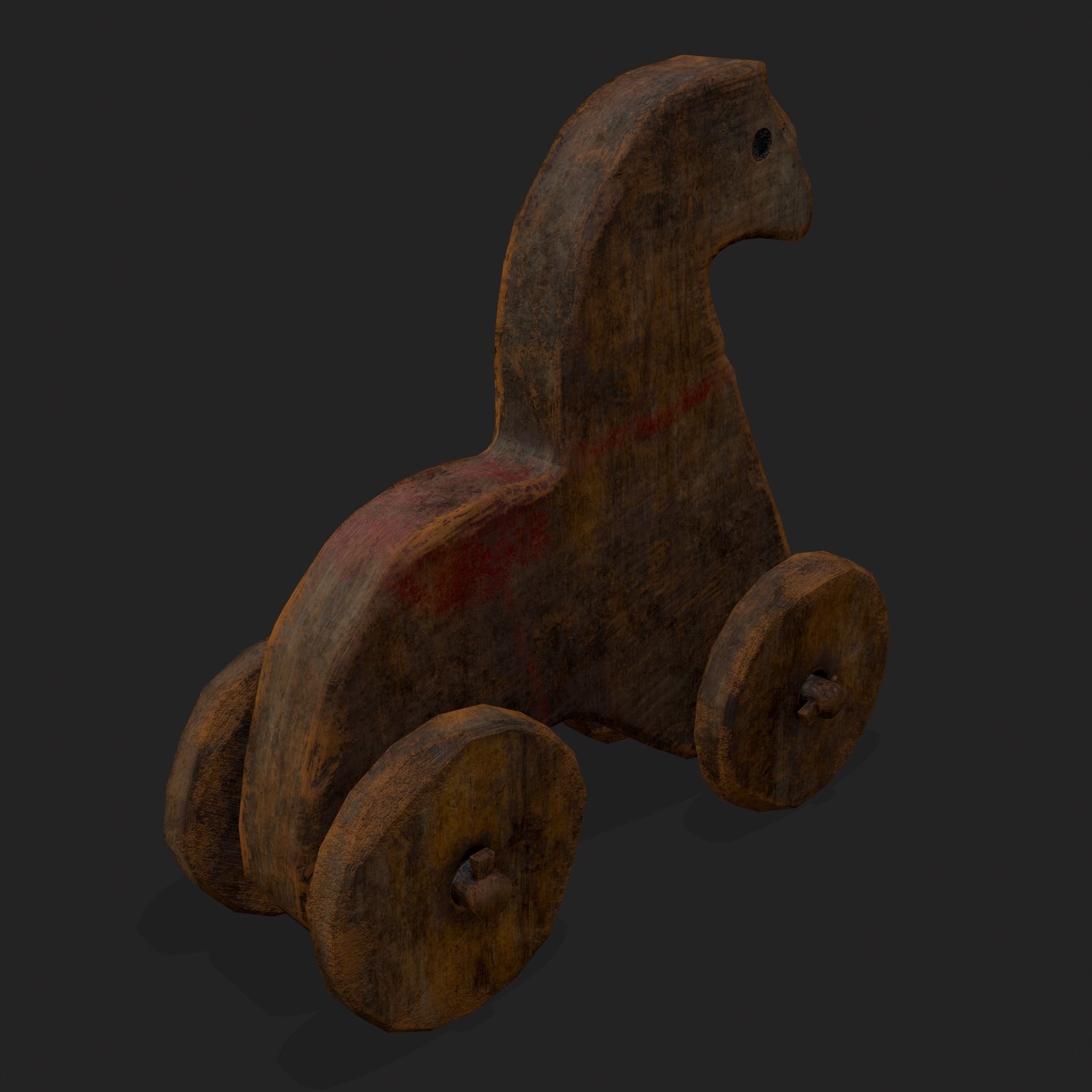 Rustic Medieval Horse Toy Low-poly 3D model_5