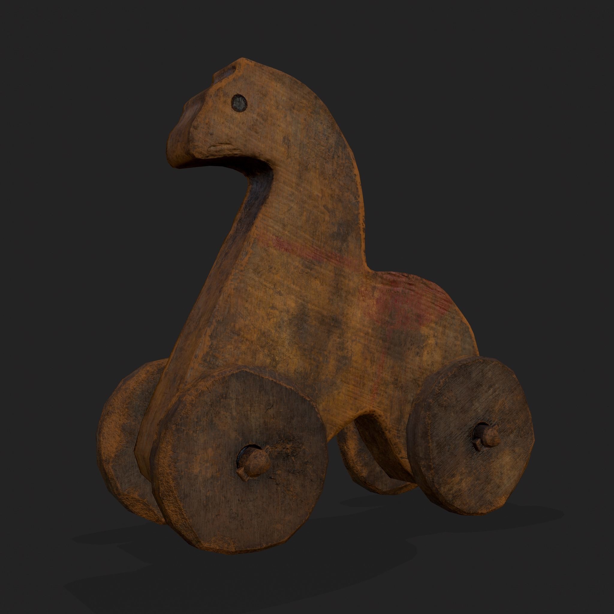 Rustic Medieval Horse Toy Low-poly 3D model_25