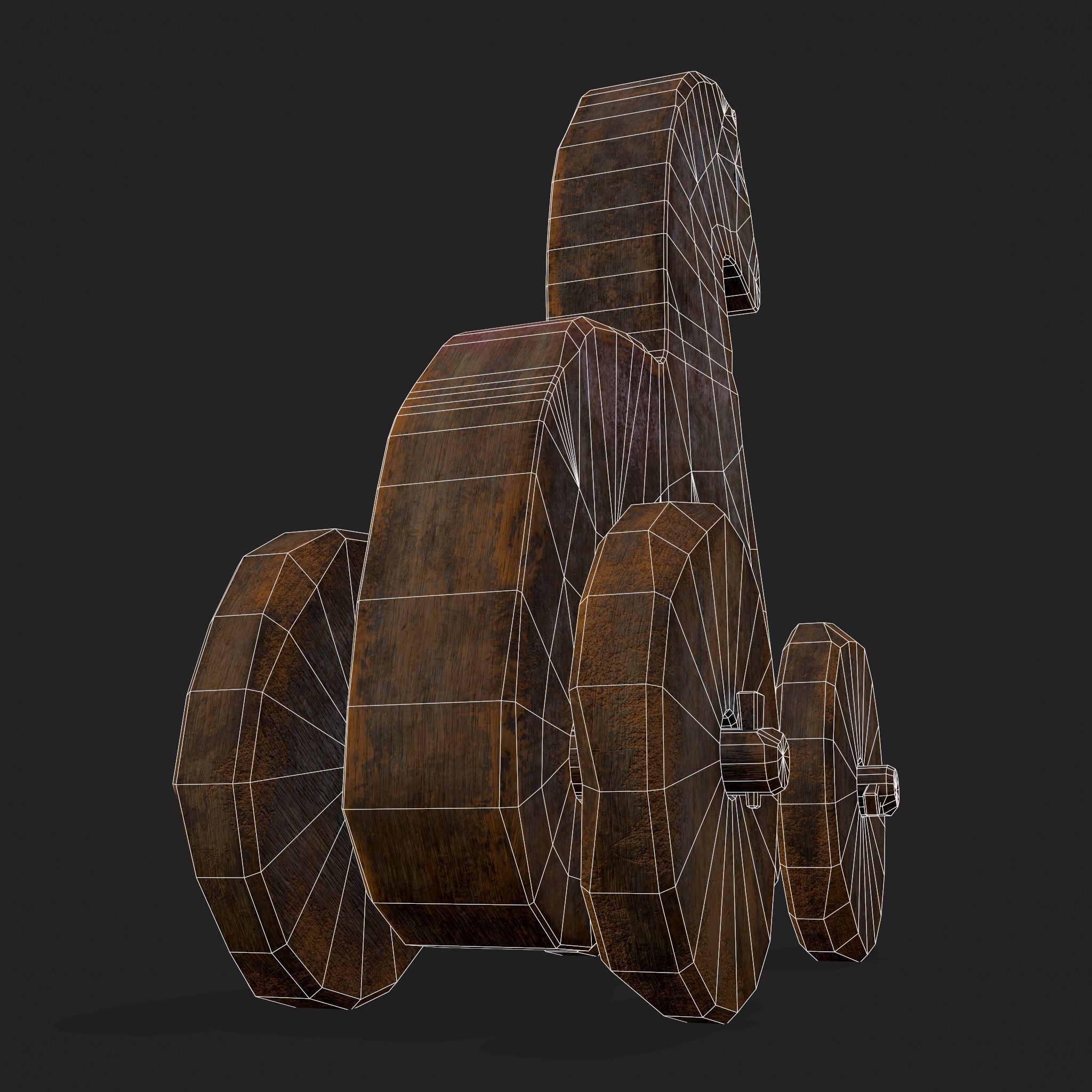 Rustic Medieval Horse Toy Low-poly 3D model_12