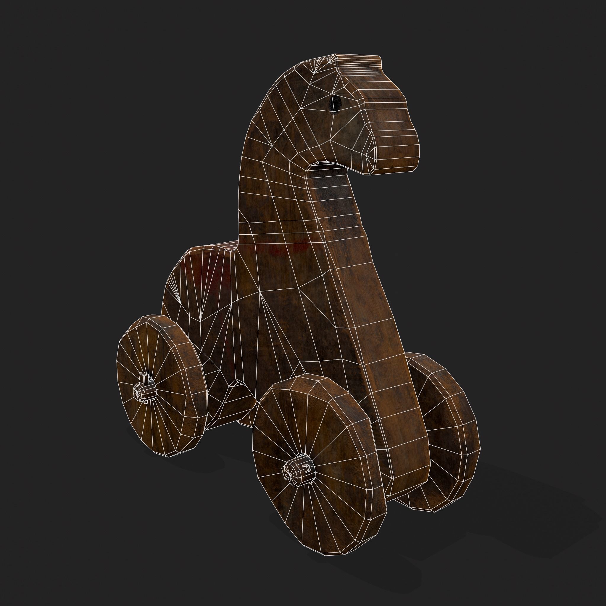 Rustic Medieval Horse Toy Low-poly 3D model_28